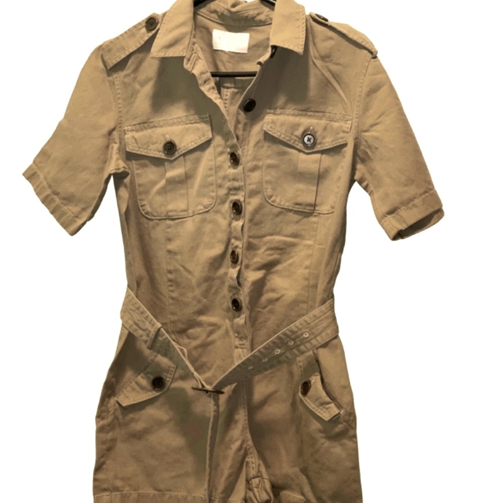 Converse Khaki belted denim romper